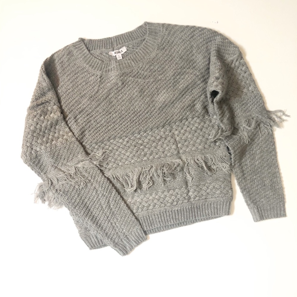 BB Dakota grey fringe sweater